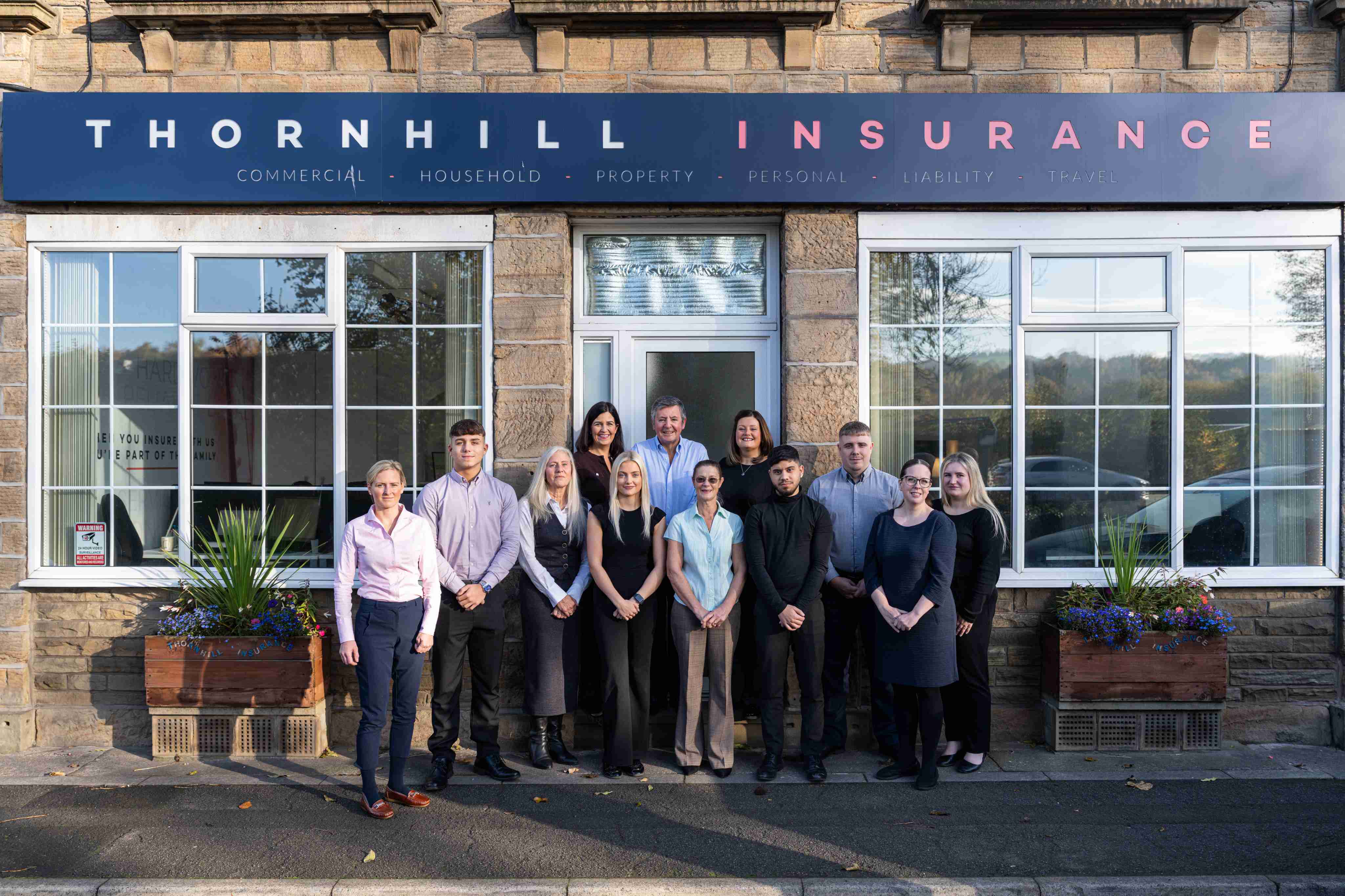 The Thornhill Insurance team outside our Mirfield office in West Yorkshire